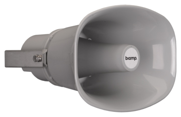 Long throw compression horn loudSpeaker, 100 volt / 30 watts and 8 ohms / 45 watts, stainless steel, cool grey