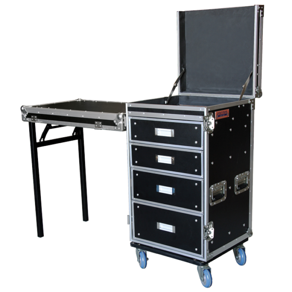 Drawers (4) Case with Top Storage & Removable Front Cover for Side-Mount Bench