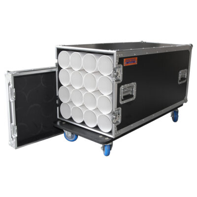 16 Unit Microphone Stand Road Case with Castors & Stacked Acrylic Stowage Tubes