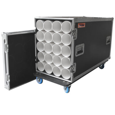 20 Unit Microphone Stand Road Case with Castors & Stacked Acrylic Stowage Tubes