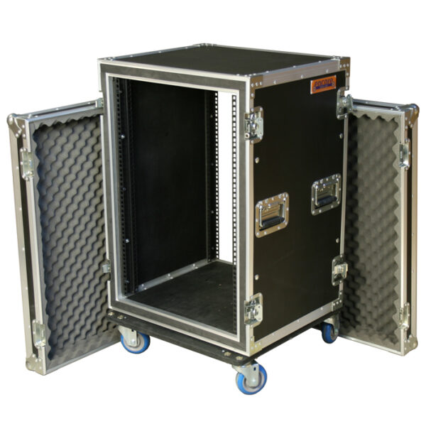 16RU Anti-Shock 19" Rack Mount Case with Castors; 500mmD (excluding Covers)