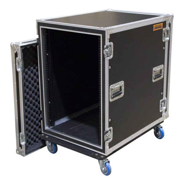 16RU Anti-Shock 19" Rack Mount Case with Castors; 625mmD (excluding Covers)