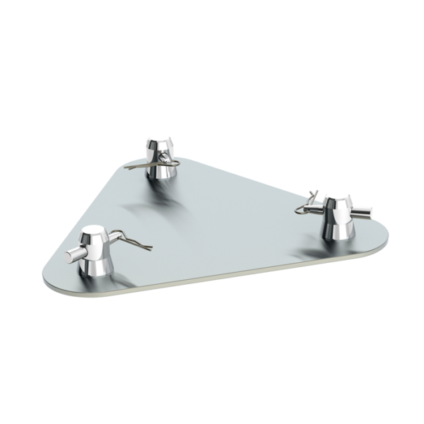 F33 Truss 310mm x 5mm Triangular Aluminium Base Plate with Half-Spigots, Pins & R-Clips