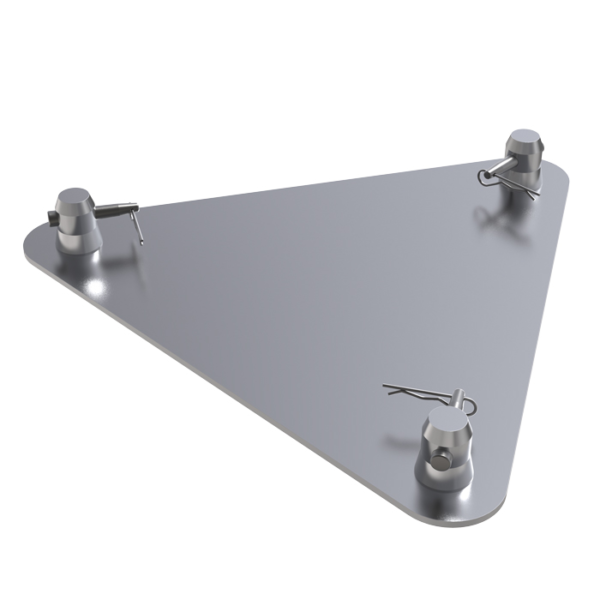 F43 Truss Triangular 420mm x 5mm Aluminium Base Plate with Half-Spigots, Pins & R-Clips