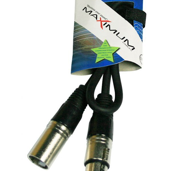 1 metre XLR to XLR mic cable, black cable, nickel plated connectors