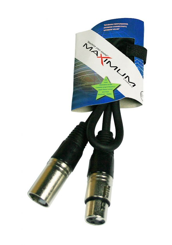 1 metre XLR to XLR mic cable, black cable, nickel plated connectors