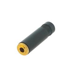 Stereo 3.5mm In-Line Receptacle - Black Metal Shell, Gold Plated Contacts