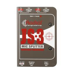 JS3 Mic splitter, passive with 1-input, 1-direct out & 2 Jensen isolated outputs