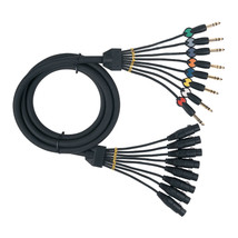 8 way, XLR-F to 6.3mm (3 conductor) TRS jack cable loom, 3 metre